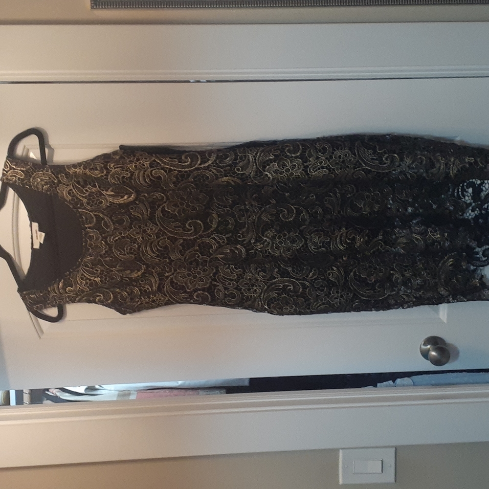 gold and black dress